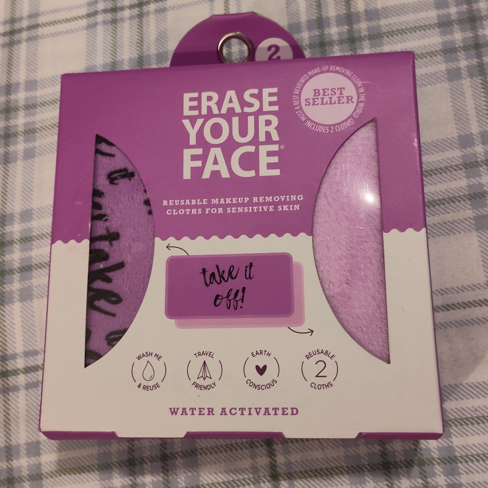 NEW! Erase Your Face Water Activated Face Cloths (2pk)